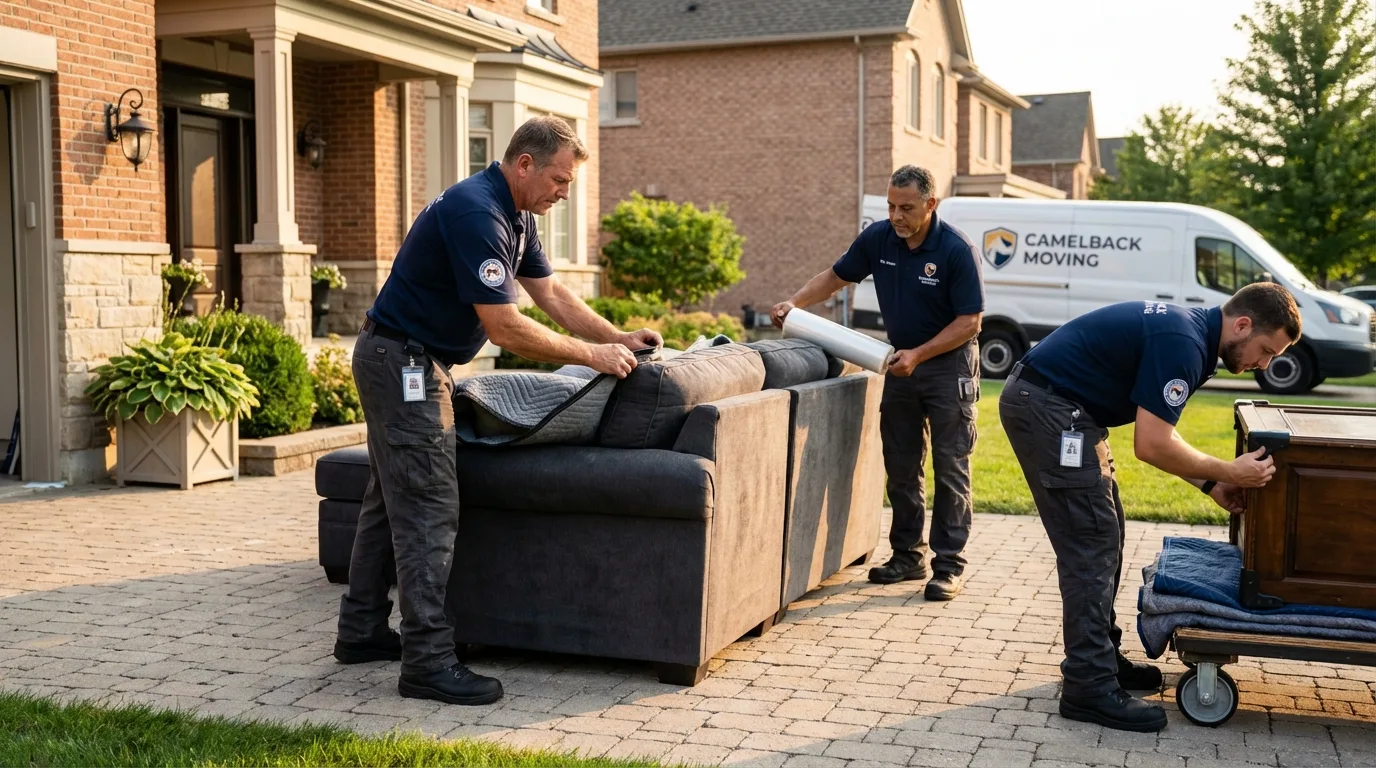 Large estate moving crew wrapping furniture in Melissa, TX